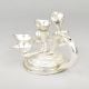 Handcrafted Silver Plated Copper Multi Diya Stand with Handle